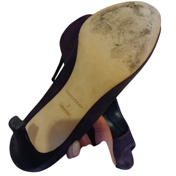 Barneys New York Womens Size 7 Purple Suede Peep Toe Heels 4" Stiletto Spike - Picture 5 of 7